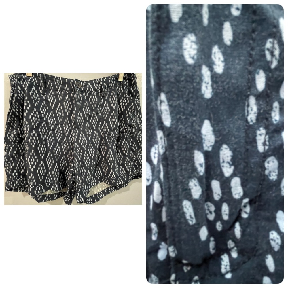 Faded Glory Navy Blue Shorts With Light Blue Pattern Rayon Plus Size 14